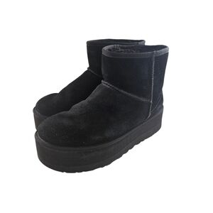 UGG Mini Classic Black Suede Winter Boots Size 9